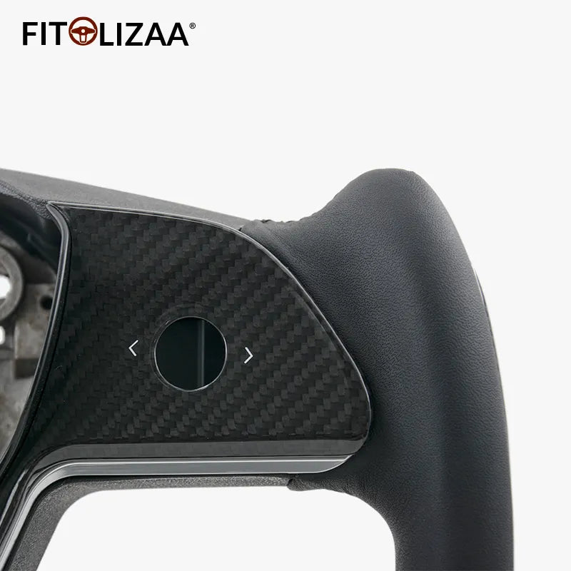 Nappa Leather Steering Wheel for Tesla Model 3 2017-2023 Model Y 2019+ Carbon Trim & Side -5
