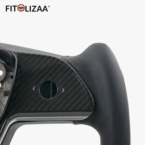 Nappa Leather Steering Wheel for Tesla Model 3 2017-2023 Model Y 2019+ Carbon Trim & Side -5